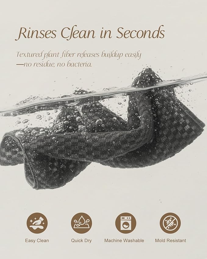 Yiclick Exfoliating Washcloth Towel, Back Scrubber for Shower, Exfoliating Body Scrubber Exfoliator, Japanese Wash Cloth for Body Scrub, Bath Exfoliate Rags Loofah Lufa Sponge for Women Men