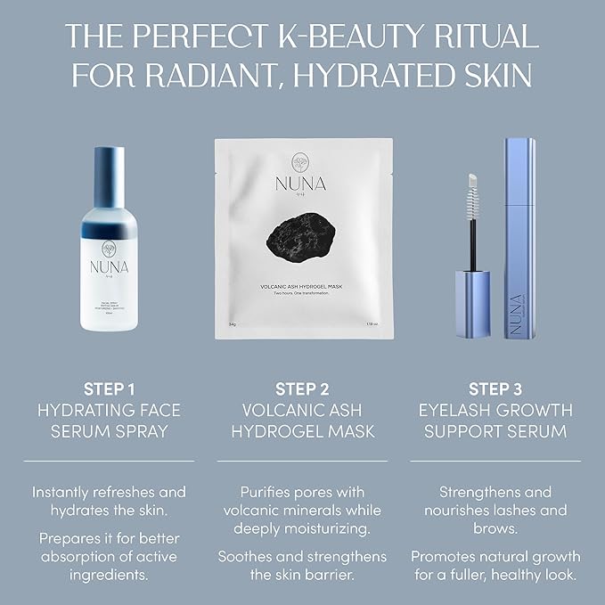 NUNA Ultra Hydrating Face Serum Spray with Peptides, Niacinamide, Hyaluronic Acid & Botanical Extracts – Korean Lightweight Moisture Boost Facial Mist & Setting Spray for Makeup – 3.38 fl oz