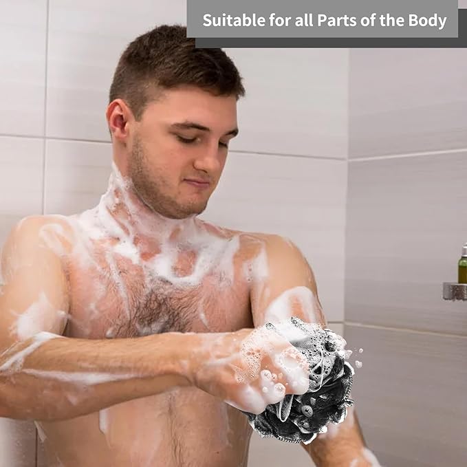 Bath Loofah Sponge Back Scrubber Shower Sponge Soft Mesh Exfoliator Pouf Shower Ball Bath Sponges for Women and Men Bath Accessories