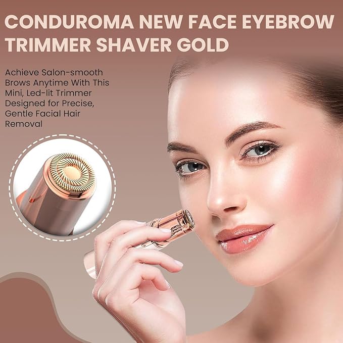 Facial Hair Remover for Women – Electric Face Razor with Light, Hair Removal for Upper Lip, Chin & Cheeks – Color Champagne