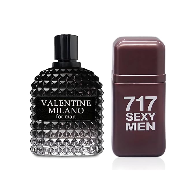 2PCS Valentine Milano/717 Sexy Eau De Toilette for Men-Fresh,Romantic Scent Perfume for Men 3.4 Fl Oz Each Mens Cologne For All Skin Daily Used