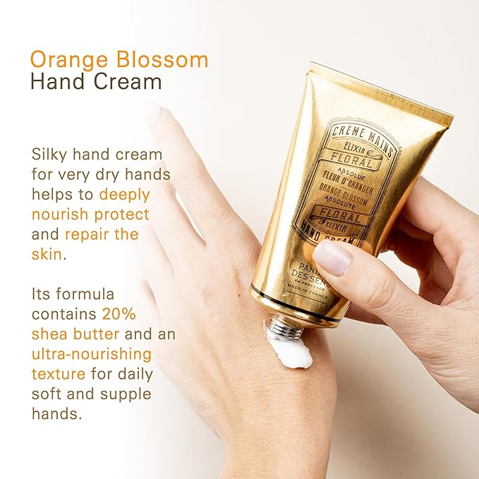 Panier des Sens Orange Blossom Hand Cream with Olive Oil - Nourishing Hand Cream for Dry Cracked Hands 97% Natural Ingredients - Dermatologically Tested Hand Lotion for Woman Made in France, 2.5 fl oz