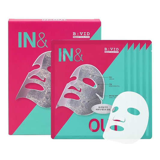 BIVID In & Out Bio-Cellulose Sheet Mask, Hydrating Korean Skincare Face Mask for Pore Care, Sebum & Blackhead Care with Tea Tree — K-Beauty Self Care Facial Skin Care Essentials, 0.88 oz, 5 Pack