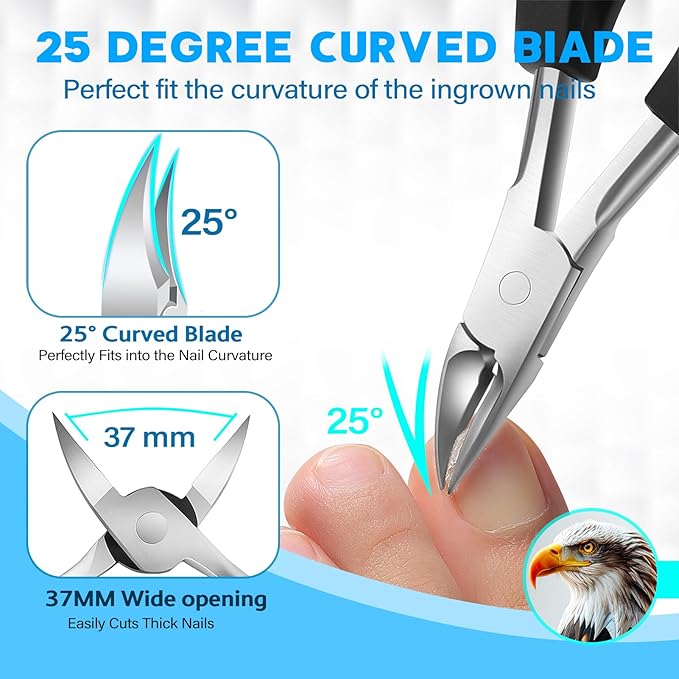 2025 Upgrade Toenail Clippers Set for Seniors – 8-in-1 Heavy Duty Long Handle Nail Clippers for Thick & Ingrown Toenails, Professional Manicure Pedicure Kit for Men & Women