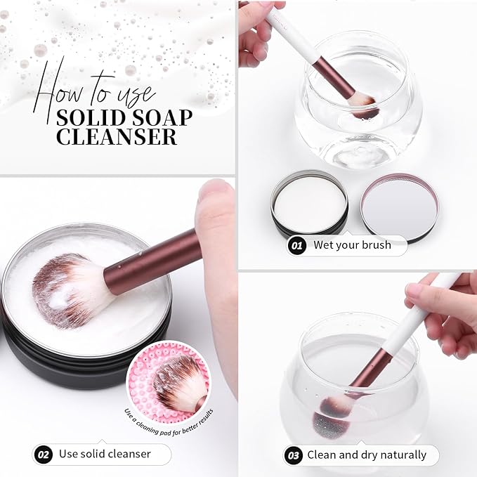 DUcare Makeup Brush Cleaner Shampoo Soap Solid Brush Cleaning Mat Removes Cosmetic Color Brush Cleaner Pad for Cleaning Makeup Sponges Brushes