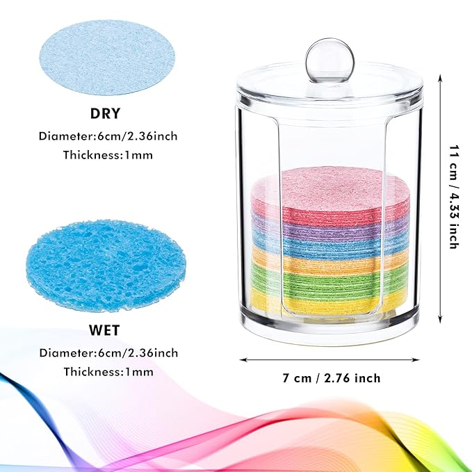 50 Pcs Compressed Facial Sponges Facial Makeup Natural Cosmetic Spa Sponges for Women Cleansing, Exfoliating Mask, Makeup Removal, Dead Skin, and Dirt, Travel Essentials(Multi-Color)