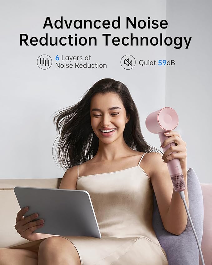 Laifen Hair Dryer SE, 200 Million Negative Ionic Blow Dryer with 105,000 RPM Brushless Motor 1400W Powerful Fast Drying High-Speed Low Noise Hairdryer with Magnetic Attachments