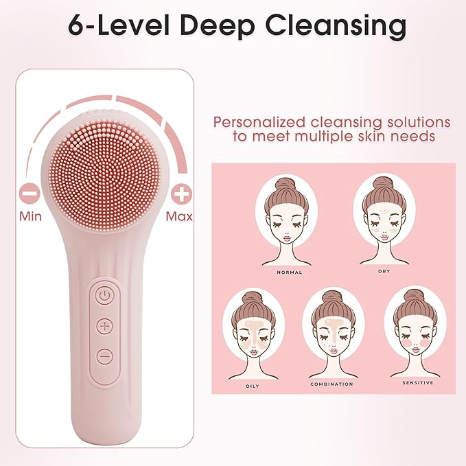 Facial Cleansing Brush,Electric Face Brush Suitable for Men and Women,Fast Cleanse,Exfoliation and Massage,USB Charging