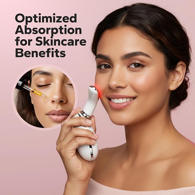 Face and Neck Massager Tool with Red Light Therapy, LED Light Therapy Device for Face and Neck, Facial & Neck Care Tool for Skin Revitalization, Relaxation, Even Tone, Smoother-Looking Skin