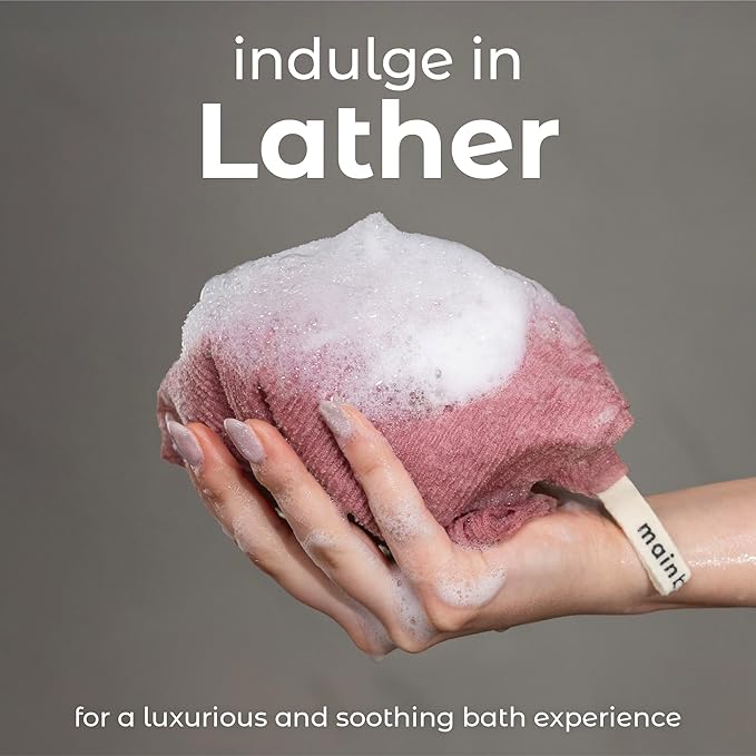 MainBasics Exfoliating Shower Towel - Japanese Nylon Bath Towel and Body Washcloth, Quick-Dry, Durable, Deep Exfoliation (Set of 3, Coral Reef)