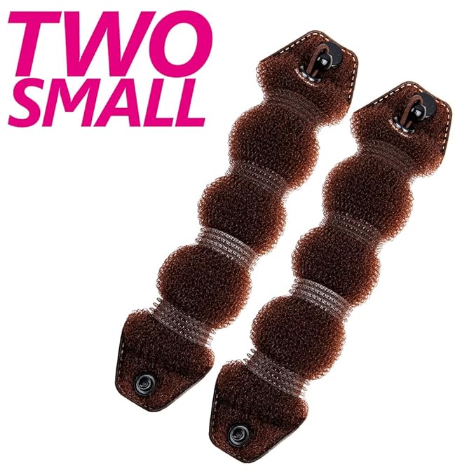 Goldrose Beauty Small Hair Bun Maker - 2 Pieces Magic Styling Twist Ring Doughnut Chignon for Kids Ballet (Brown)