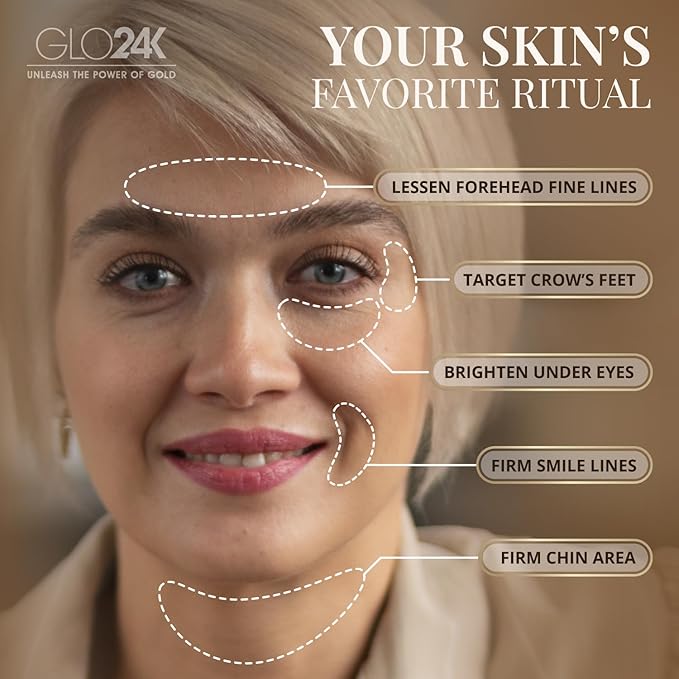 GLO24K Instant Facelift Cream with 24k Gold, Hyaluronic Acid, Peptides, and Vitamins. Value Pack of 6. A powerful non-invasive alternative to injections.