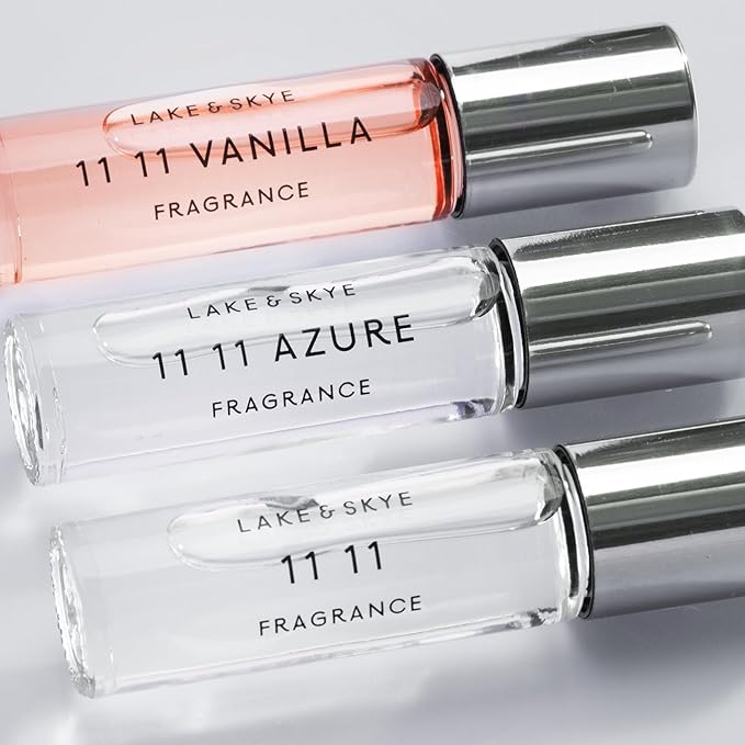 Lake & Skye 11 11 Vanilla Fragrance Oil Rollerball 0.33 fl oz (10ml), Unisex Perfume, Vanilla, Sheer Amber and Apple Notes, Soft and Warm Scent, Oil-Based Formula, Long Lasting Fragrance