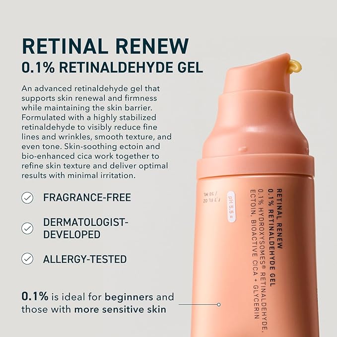 Prequel Skin Retinal Renew – 0.1% Retinaldehyde Gel with Ectoin, Cica & Jojoba Oil – Smooths Texture, Firms & Evens Tone – Supports Skin Barrier – Dermatologist Developed – Low-Irritation Retinoid