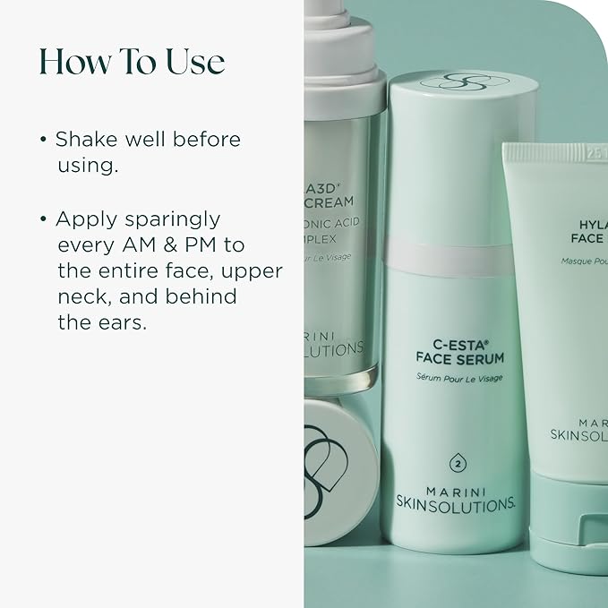 Marini SkinSolutions C-ESTA Face Serum - Lifts, Firms & Protects with Vitamin C, DMAE & Hyaluronic Acid - All Skin Types - Made in the USA - 1 fl oz