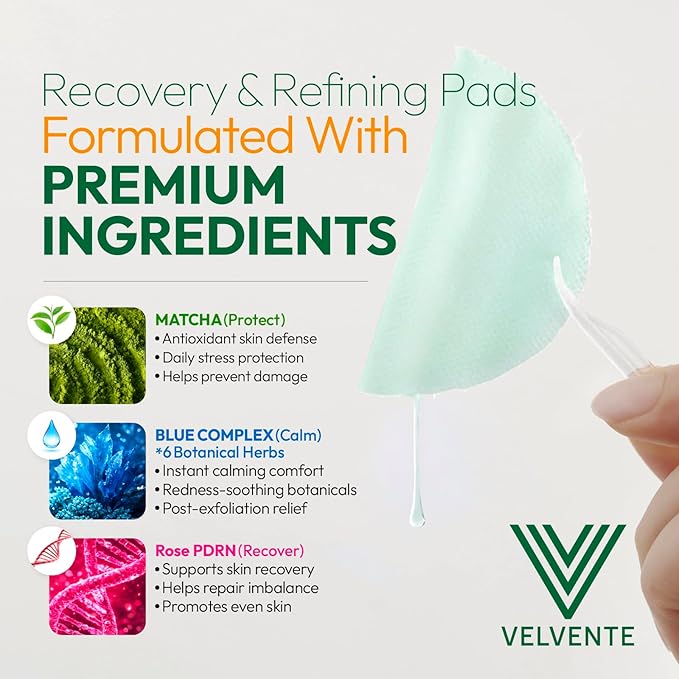 Matcha Toner Pads Recovery & Refining, Rose PDRN Facial Pads for Acne-Prone, Dark Spot, Redness, Anti-Aging, Brightening & Exfoliating, All-in-One Skin Treatment, Korean Skin Care, 100 Pads