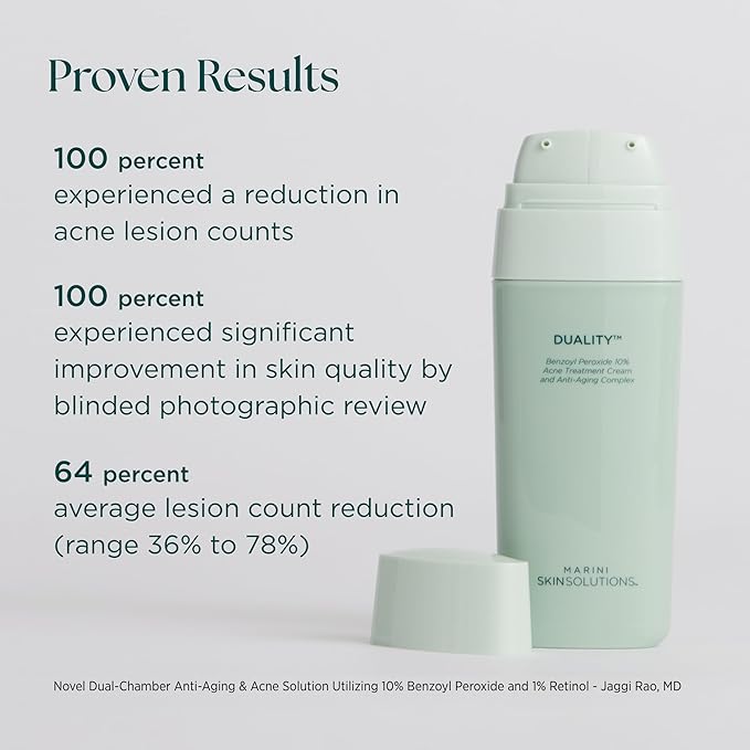 Marini SkinSolutions Duality - Benzoyl Peroxide 10% Acne Treatment Cream & Anti-Aging Retinol - Reduce the Appearance of Acne, Blemishes, Fine Lines, Wrinkles - Cruelty Free - Made in the USA - 1 oz