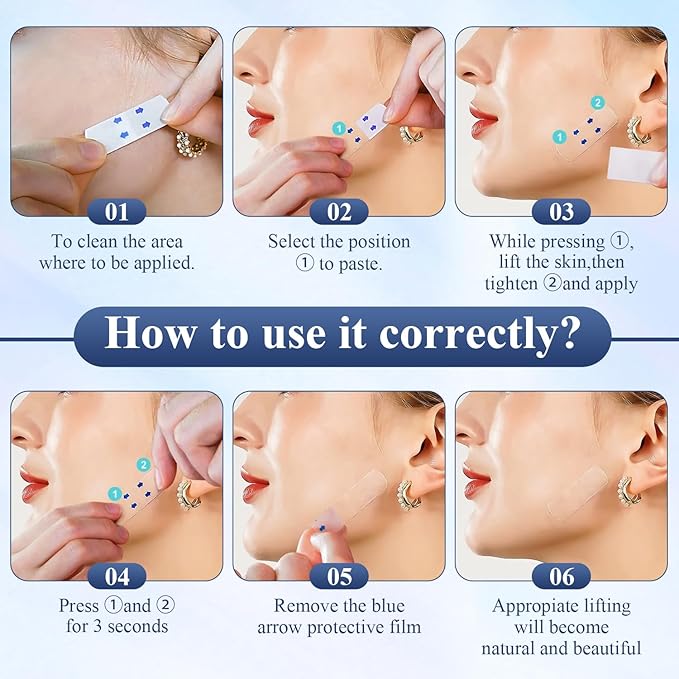 120Pcs Face Tape Lifting Invisible, Instant Face Lifting Sticker, Face Lift Tapes and Bands for Jowls, V-Shaped Instant Face Tapes for Double Chin