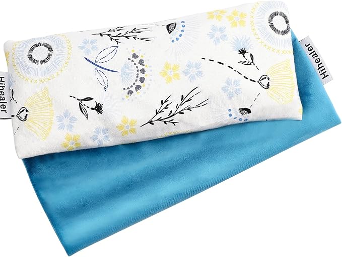 Lavender Eye Pillow for Relaxation, Yoga, Sleep – Weighted Eye Mask for Headache, Sinus, Aromatherapy Moist Heat Compress, Meditation Accessory, Relaxation Gift for Women (Blue)