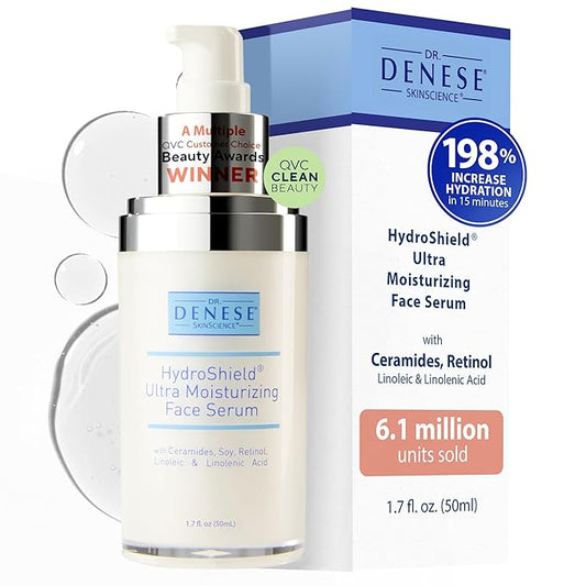 Dr. Denese SkinScience HydroShield Ultra Face Serum 1.7 oz – Retinol & Ceramide Formula for Deep Moisture, Smooth Radiant Skin, Fine Line Care, Barrier Support – Dermatologist Tested & Cruelty Free