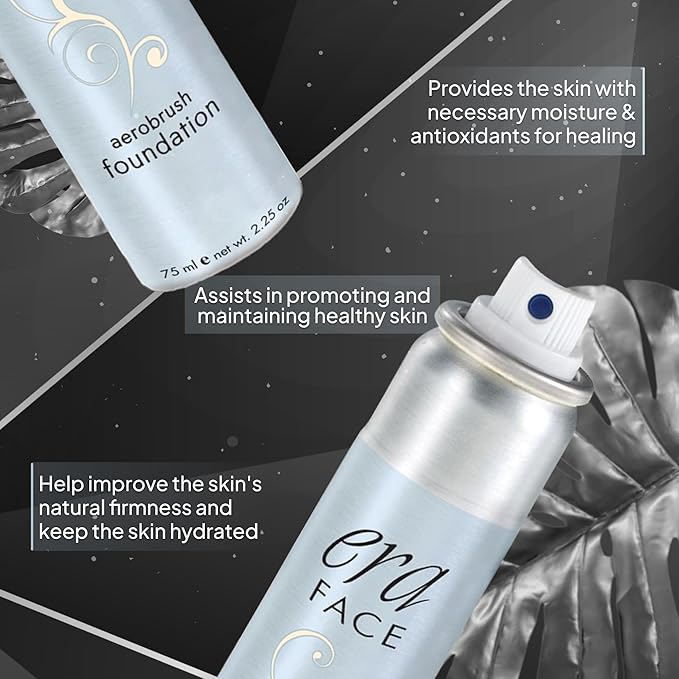 ERA Beauty Essentials Airbrush Makeup Collection (Era Face spray on Foundation - Y1 Vanilla + Era Primer + Sponge)