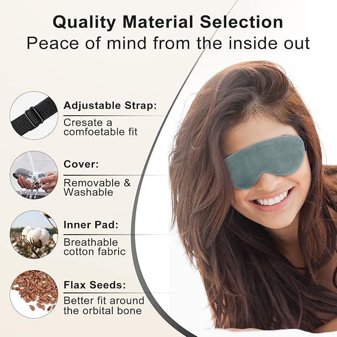 KOVNLO Heated Eye Mask, Washable USB Electric Moist Heat Warm Compress for Eyes, Eye mask with Flaxseed for Dry Eyes, Blepharitis, Chalazion, MGD, Stye Eye Treatment
