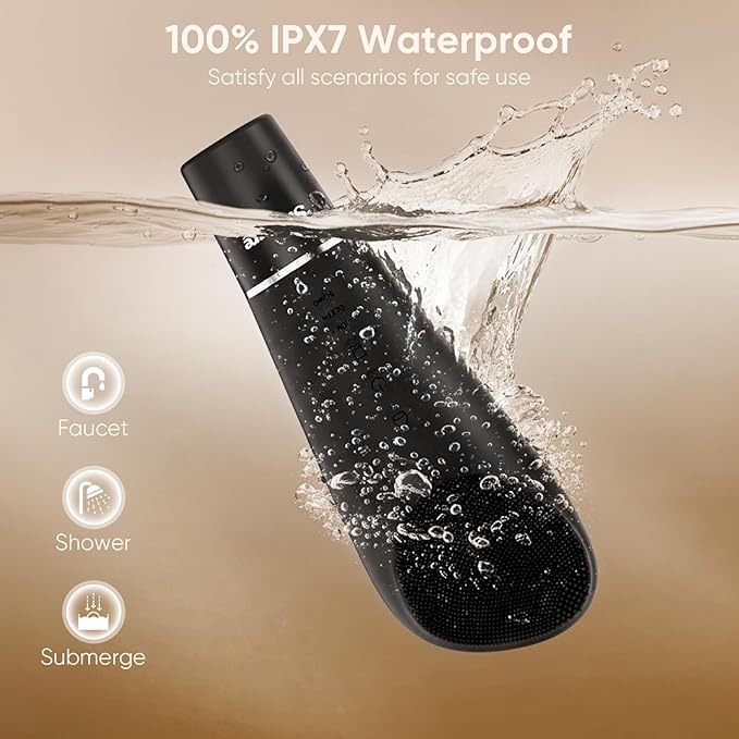 Silicone Face Scrubber Blackhead Scraper Rechargeable 2-in-1 Facial Cleansing Brush & Skin Spatula Duo, IPX7 Waterproof Exfoliating Massager Deep Cleansing for Women and Men（Black）