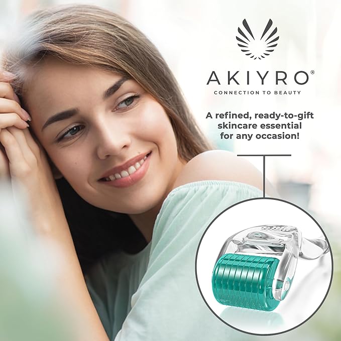 Derma Roller 0.30mm - Microneedle Roller with Storage Case - 192 Micro Needling Dermal Tool for Face, Beard, Scalp & Body - At Home Microneedling Skin Care Device for Women & Men (Green)