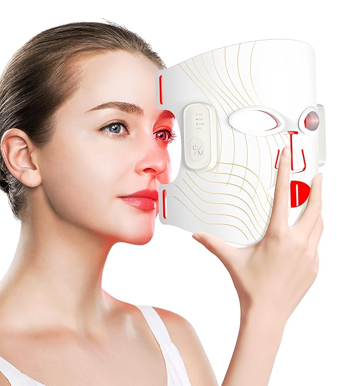 Red Light Therapy for Face, Wireless Led Face Mask with Near-Infrared Red Light (NIR), 5 Modes, Facial Skin Care, 380-850nm Multi-wavelength, Rechargeable Beauty Device for Women Men