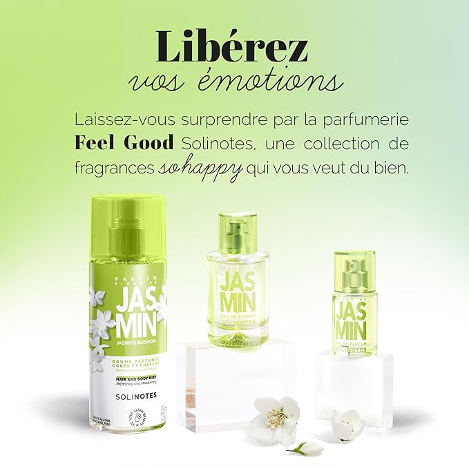 Solinotes Jasmine Flower Perfume for Women & Men, 1.7 Fl Oz/ 50 ML Eau De Parfum, Delicate Floral and Soothing Scent with Premium Ingredients - Clean Perfume, Cruelty Free, Vegan, Made in France