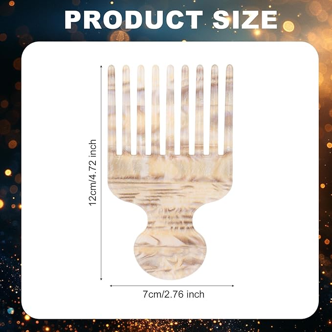 Wide Tooth Hair Pick Comb for Curls, 12cm/4.72in Detangling Lifting Comb Long Tooth Afro Pick Hair Styling Tool for Women Men Barber Supplies (Gray Yellow)