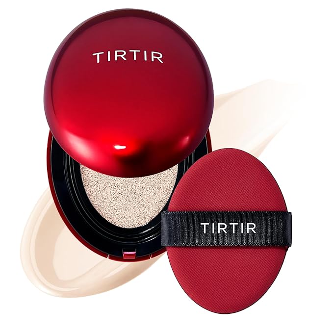 [*Mini Size*] TIRTIR Mask Fit Red Cushion Foundation | Full coverage, Weightless, Skin fit, Satin Glow Finish, Korean Makeup BB Foundation, beauty, Tattoo cover up, Buildable (#10C Shell, 0.15 Fl Oz)