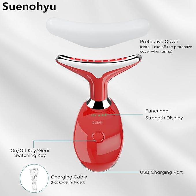 Facial Massager, Portable Face Neck Massager Wand for Skin Care(Red)