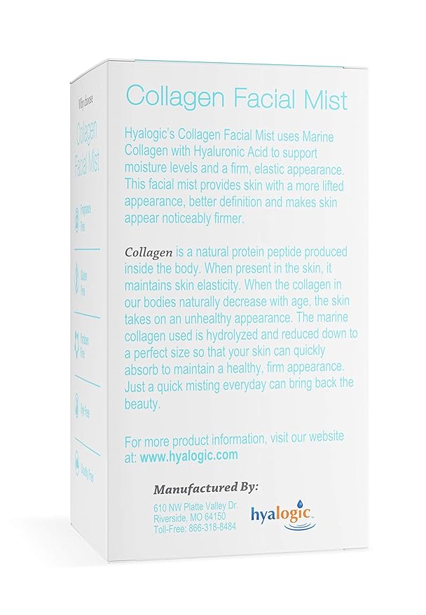 Hyaluronic Acid Collagen Facial Mist—Moisturizer Spray, Non-greasy Hydrating Primer & Makeup Setting Spray – Dye, Fragrance, & Cruelty-Free (2 oz)