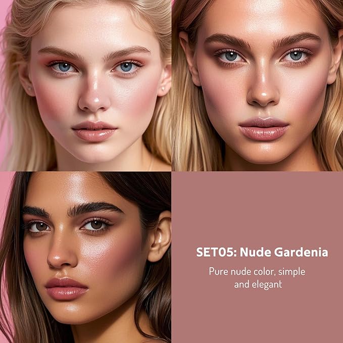 bayfree Multi Cream Blush & Blush Brush Set, Korean Makeup Blush for Cheeks, Multi-Use Face Balm, Lightweight & Hydrating, Blendable Color, Non-Greasy, Soft Bristles for Radiant Finish (Nude Gardenia)