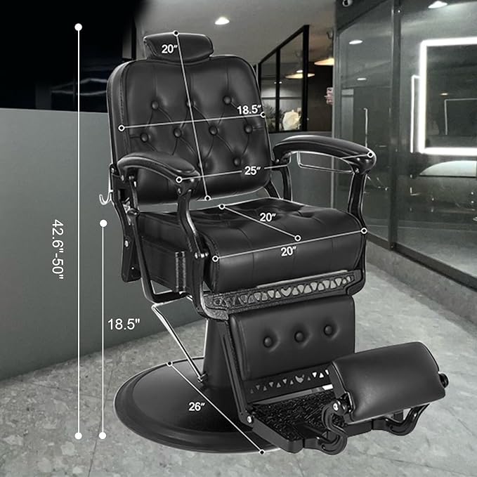 Vintage Barber Chair Heavy Duty Barber Chairs for Hair Stylist Hydraulic Reclining Salon Chair Beauty Spa Equipment Retro Style Barber Chair