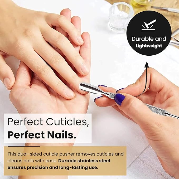 Cuticle Pusher Tools - Professional Nail Cuticle Pusher Cuticle Remover Cuticle Trimmer Spoon Shaped Nail Cleaner Dual Sided Metal Stainless Steel Manicure Pedicure for Women 4 Pack Set Krisp Beauty