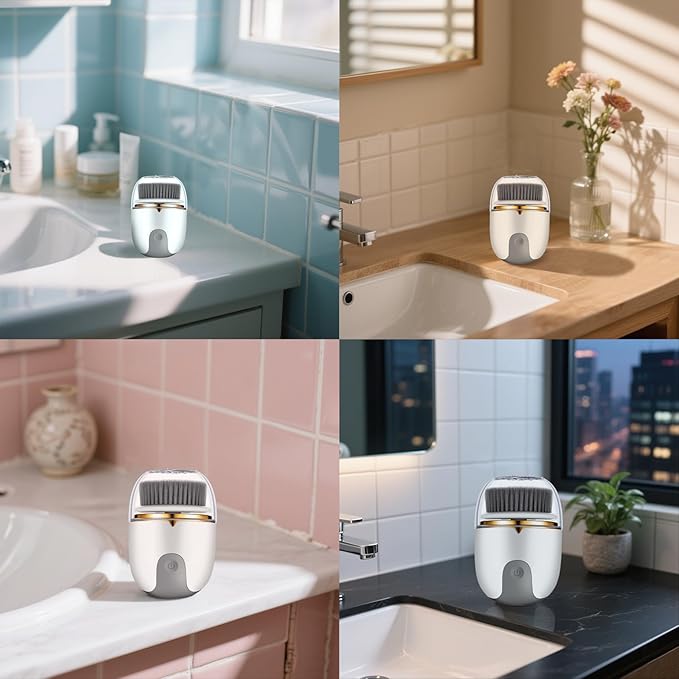 Face Scrubber Facial Cleansing Brush - Electric Waterproof Spin Exfoliator with 3 Cleanser Heads and 2 Speeds for Gentle Exfoliating & Deep Cleansing (White)