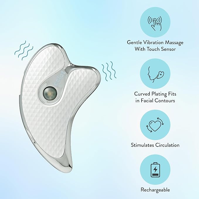 Éclat Gua Sha Facial Massager for Lymphatic Drainage, Face, Neck & Body Scraping Tool, Heated Electric Portable Face Lift Beauty Device, Jawline Shaper, Double Chin Reducer for Firming & Contouring