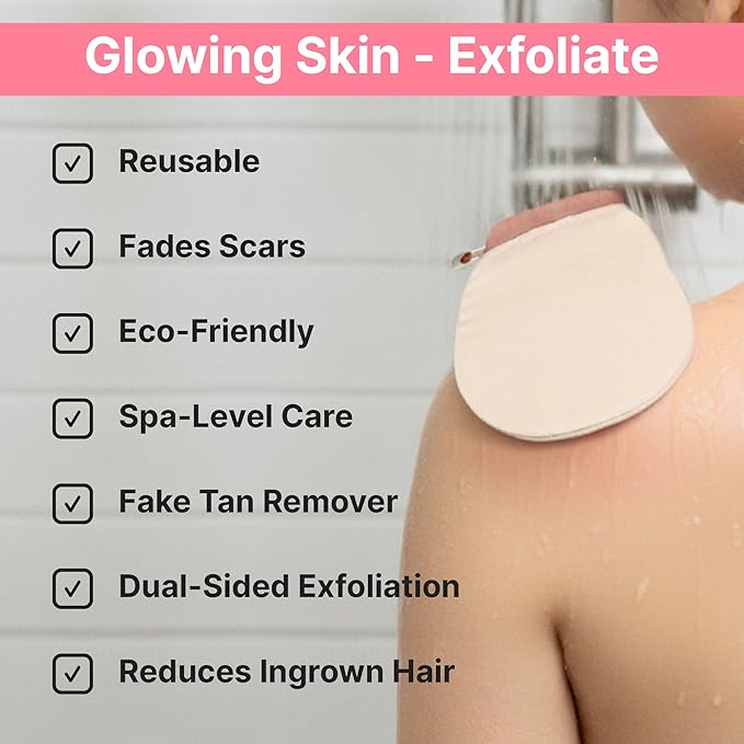 – Vegan Silk Exfoliating Glove (2pcs) for Face, Body, and Hands | Natural Body Scrubber for Dead Skin Removal | Exfoliating Mitt Eco-Friendly, Perfect for Spa, Bath, and Shower
