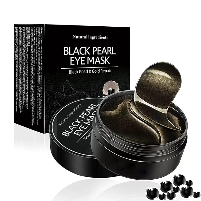 Under Eye Patches, Eye Mask Black Pearl, Puffy Eyes Dark Circles Brighten Treatments, 60PCS Collagen Under Gel Pad for Lighten Wrinkles Anti-Aging, Fine Lines Eye Bags Women Men