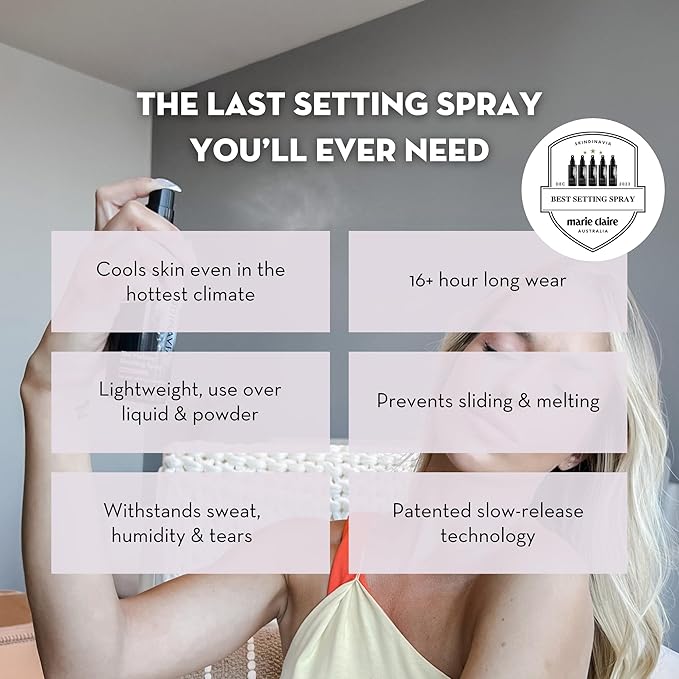 Skindinavia The Makeup Finishing Spray, Classic Makeup Setting Spray, All-Day Wear, Long-Lasting Up to 16+ Hours, Heat-Resistant & Waterproof, Cooling Fine Mist, 8.0 Oz