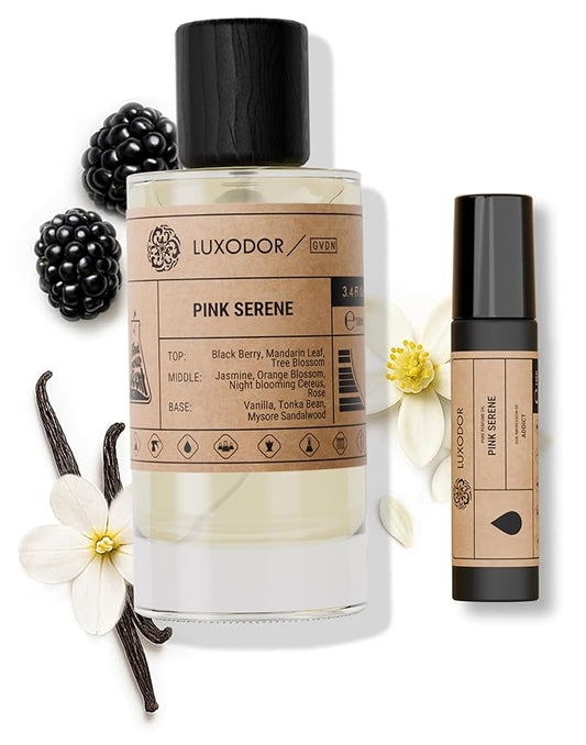 Pink Serene Perfume for Women, Inspired by D.ior's Addict, 2-Piece Combo of 100 ml Fragrance Spray Bottle and 10 ml Alcohol-Free Roll-On Perfume Oil, Vegan, Paraben-Free Cologne