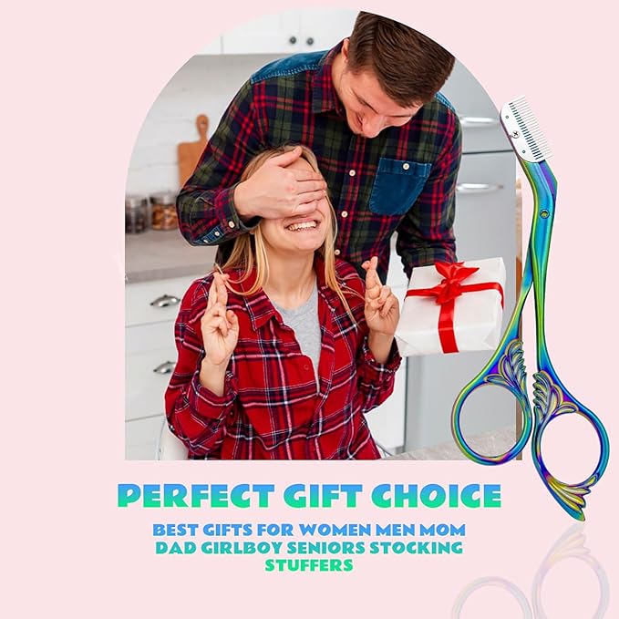 Eyebrow Trimmer Scissor With Comb, Eyebrow Trimmers, Professional Precision Eyebrow Trimmer, Eyebrow Trimmer Scissors with Combs, A Must-have Makeup Tool (Color Titanium)