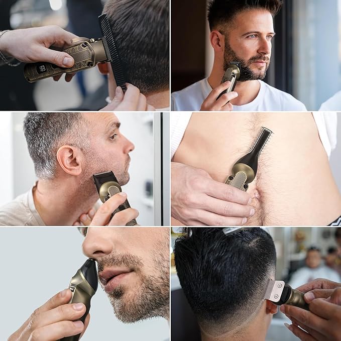 Professional Hair Clipper for Men Hair Cutting Kit Men's Beard Trimmer Hair Trimmer Shaver Cordless Barber Clippers and Trimmers Set Bronze