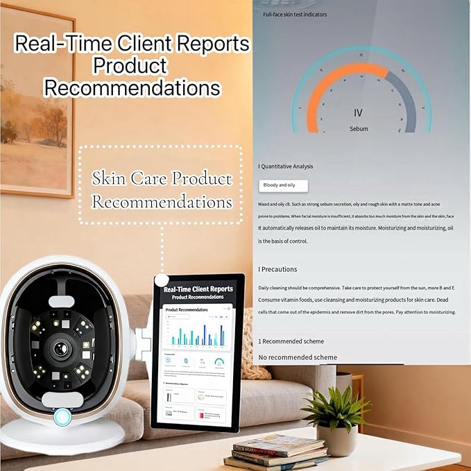 AI Skin Imaging Device for Beauty Salon & Spa – 13.3” HD Display, 8-Spectrum Light Facial Scanner, Professional Cosmetic Skin Evaluation System, Multi-Language Interface