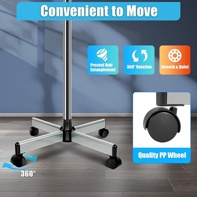 Perm Steamer, 5 Head Infrared Heater with Rolling Base - 750W Hair Drying and Perming Machine, Adjustable Height