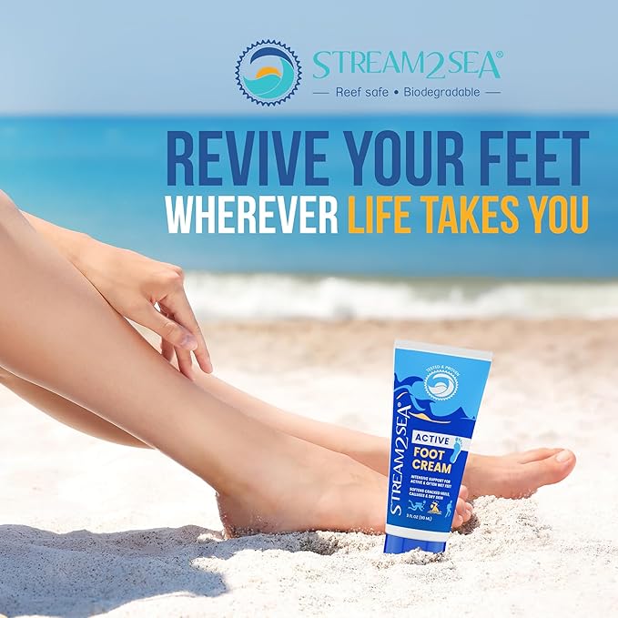 STREAM 2 SEA Active Foot Cream, Intensive Support for Active & Often Wet Feet - Softens Cracked Heels, Calluses & Dry Skin, Enriched with Neem and Tea Tree, Fast-absorbing and Non-greasy - 2 Pack