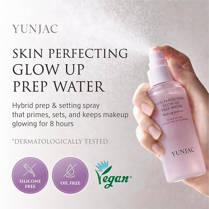 Skin Perfecting Glow Up Prep Water Makeup Fixer(1.69 fl oz) – Lightweight Fine Mist for Long-Lasting Makeup, Glow Booster, Smooth Radiant Skin Finish, Korean Skincare by YUNJAC