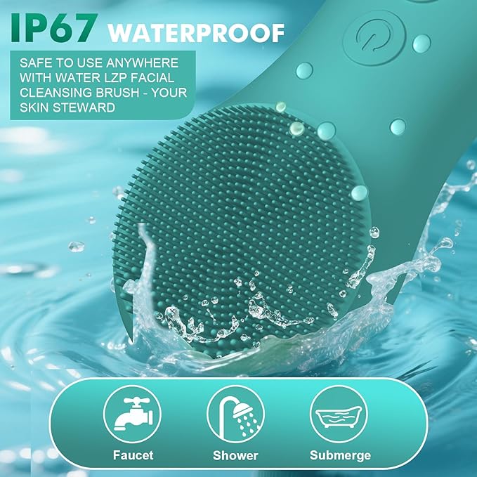 LZP Face Scrubber Facial Cleansing Brush Silicone Face Scrubber Exfoliator for Men & Women, Rechargeable Electric Facial Brushes for Cleaning and Exfoliating, Waterproof Face Scrub Brush